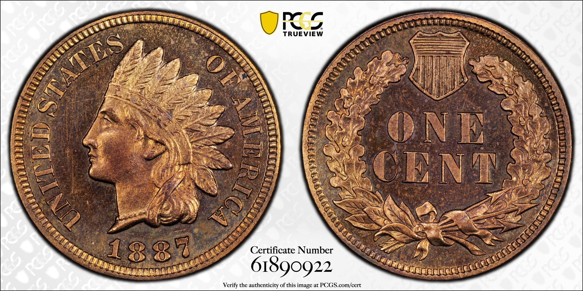 1887 1c PR RB PR64 RB CAC thumbnail 21