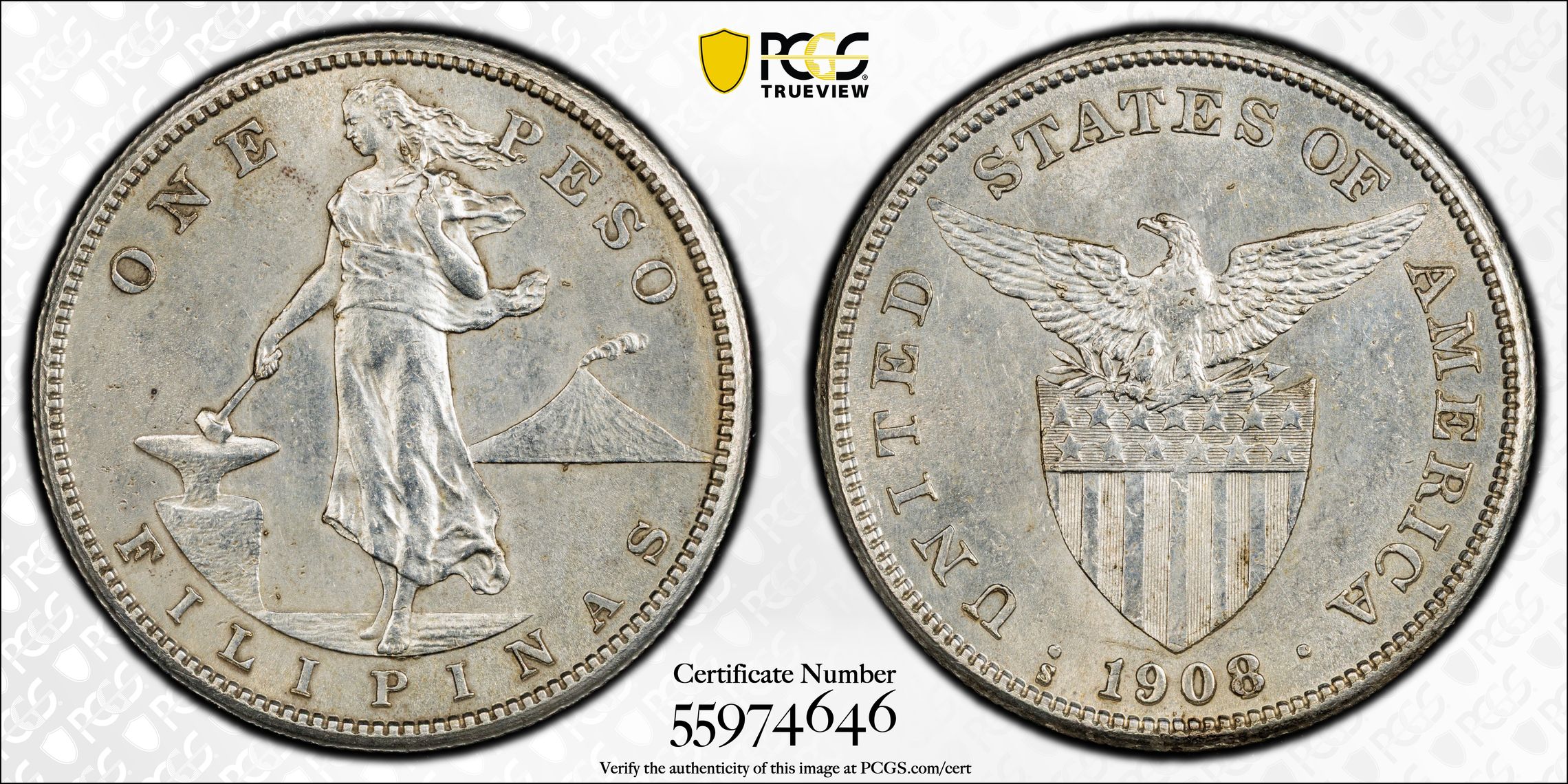 1908-S Peso U.S. Philippines MS thumbnail 20