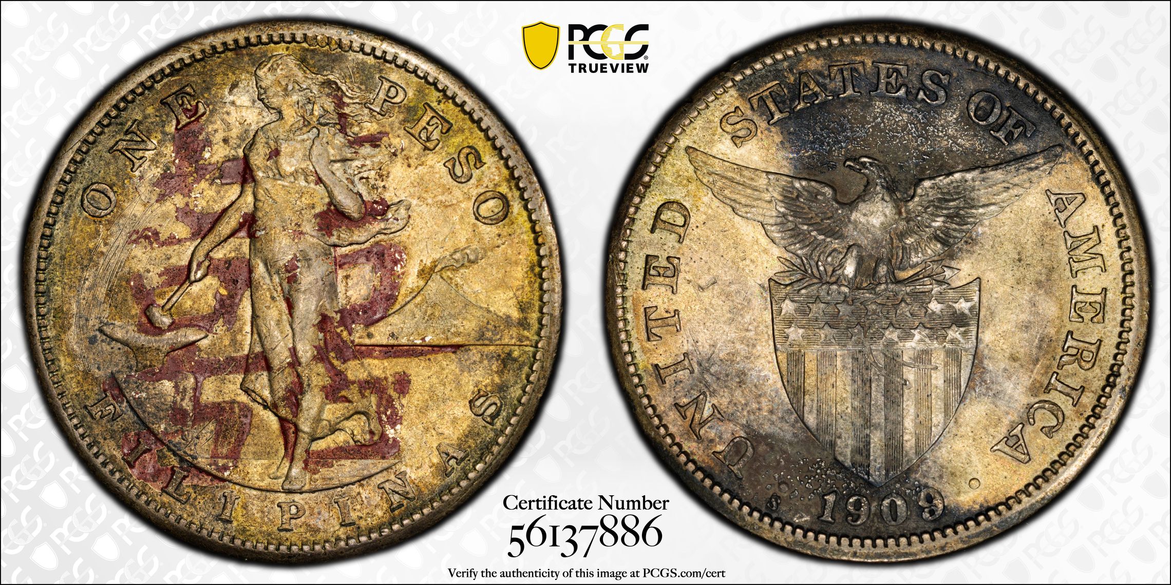 1909-S Peso U.S. Philippines MS thumbnail 10