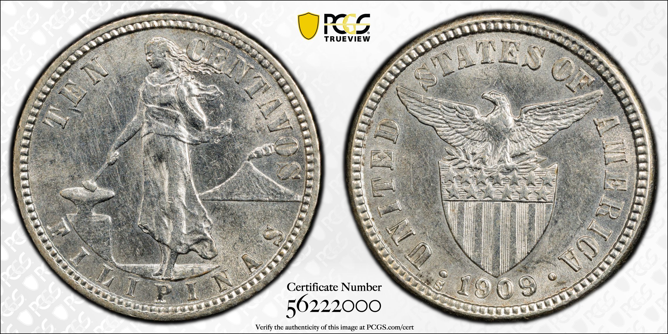 1909-S 10c U.S. Philippines MS thumbnail 4