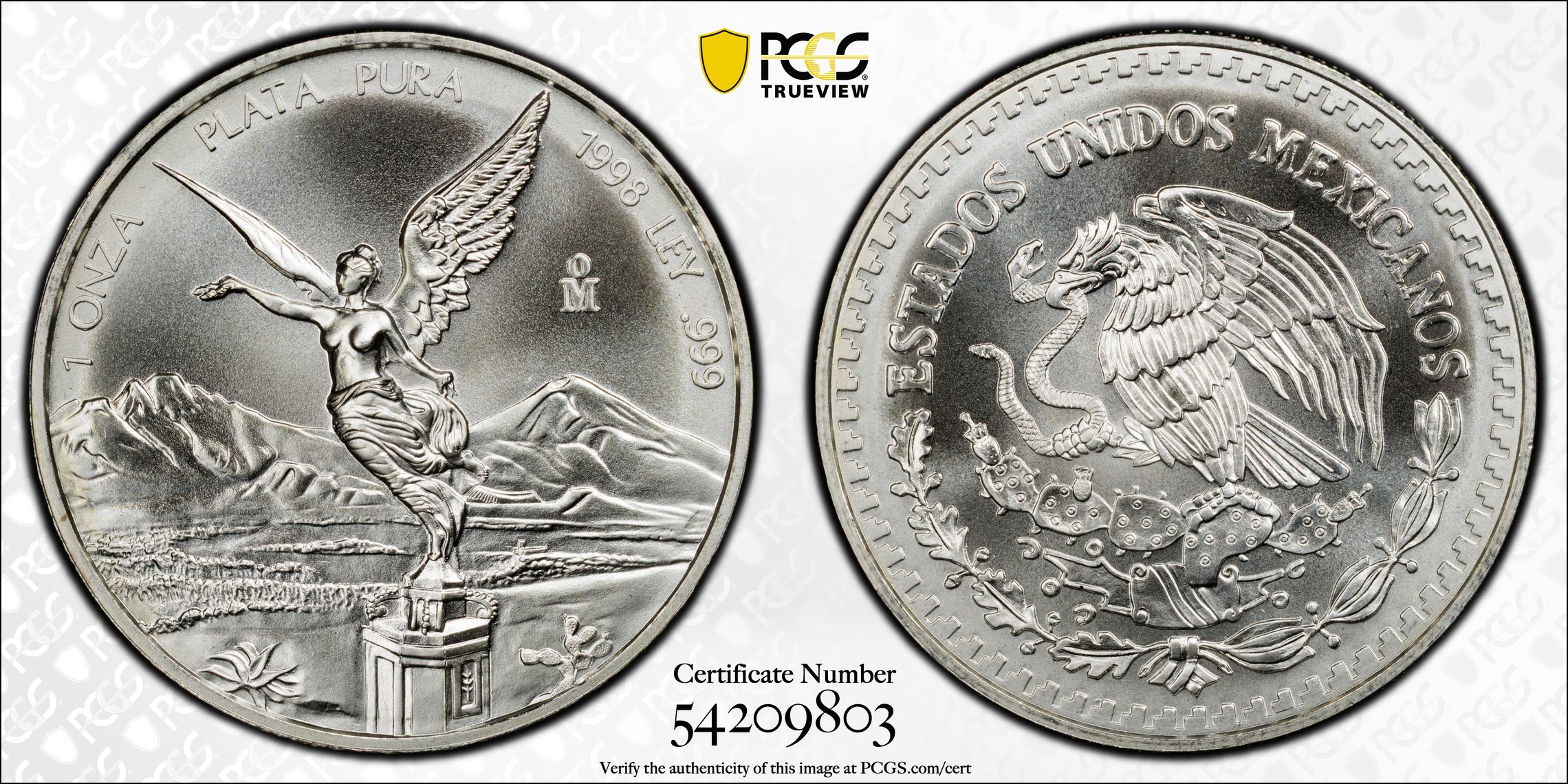 1998-Mo 1 Onza Libertad, Silver MS (KM-613) thumbnail 4