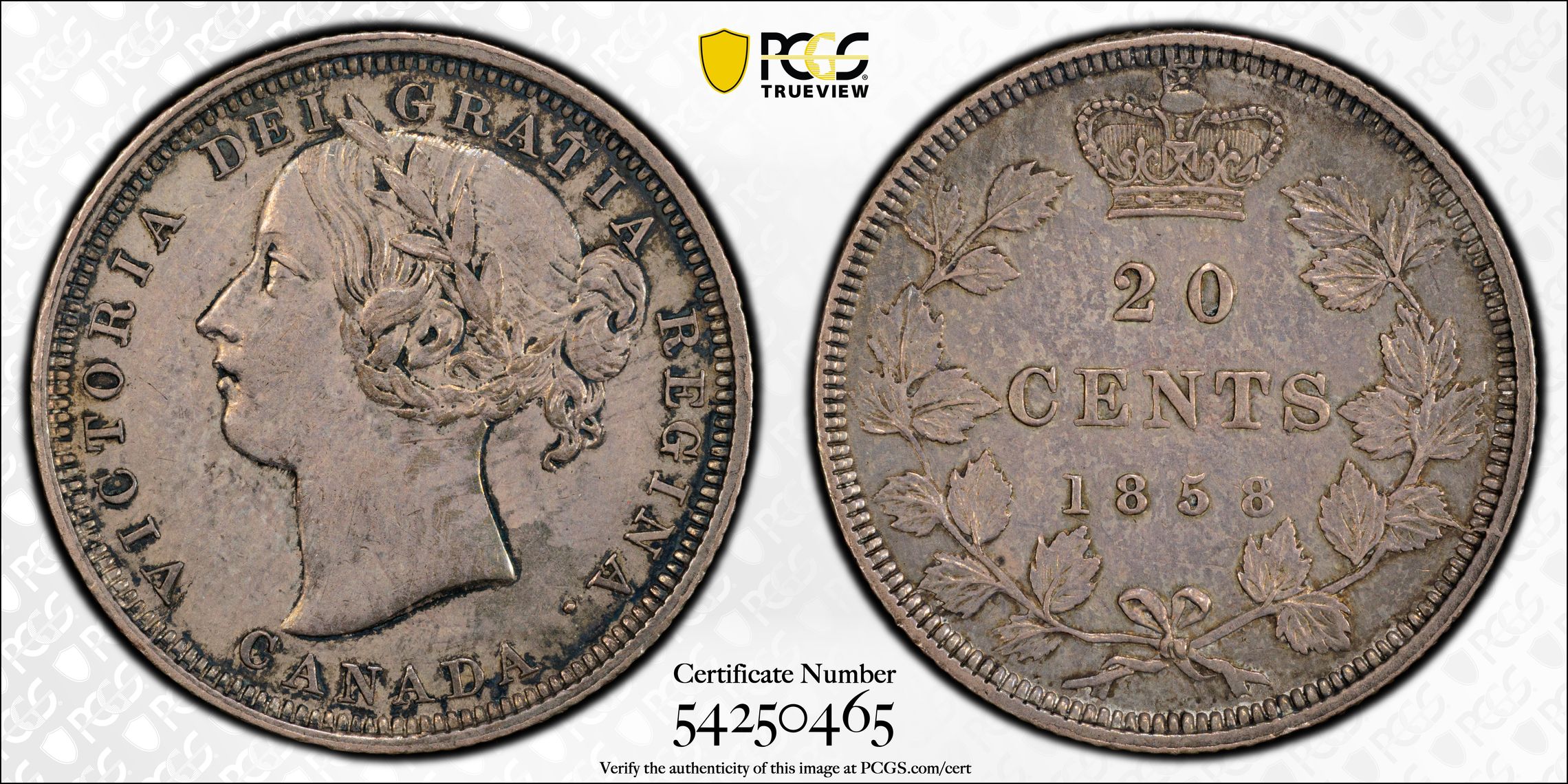 1858 20c Province of Canada, ↑↓, Re-engraved 5 MS thumbnail 4