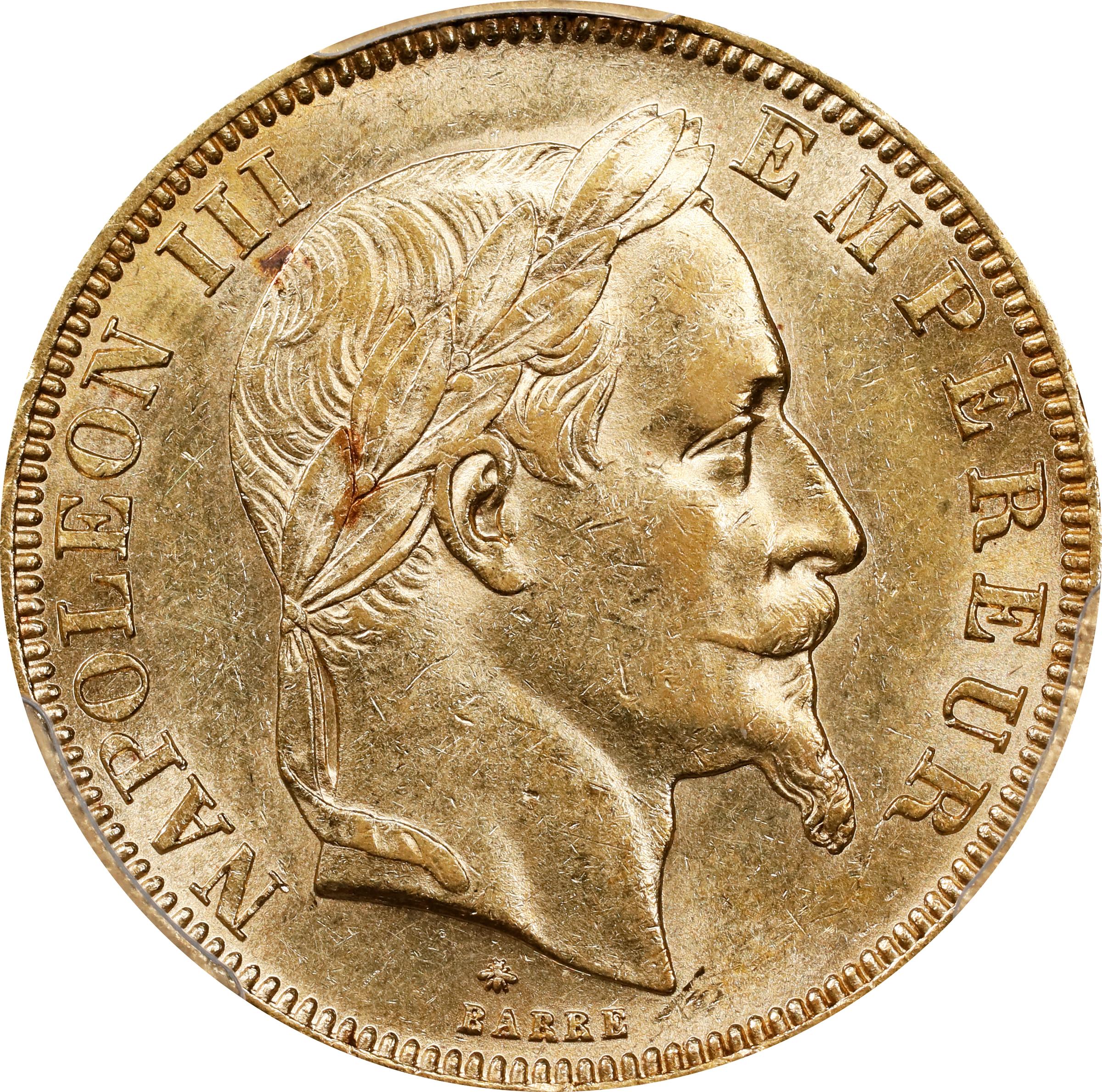 1866-A 50 Fr Napolean III, Laureate MS