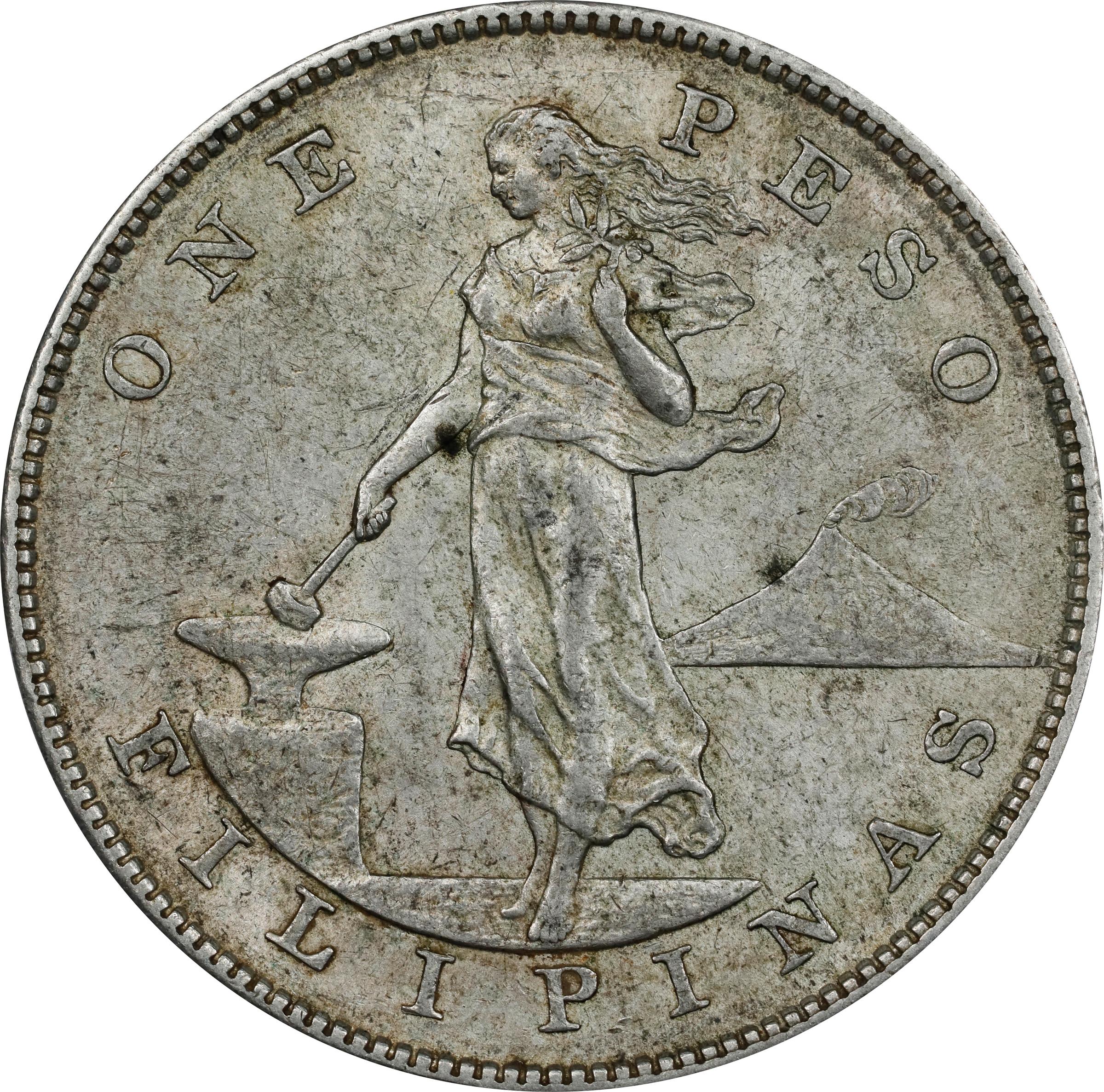 1905-S Peso U.S. Philippines, Curved Serif, Allen 16.06 MS thumbnail 6