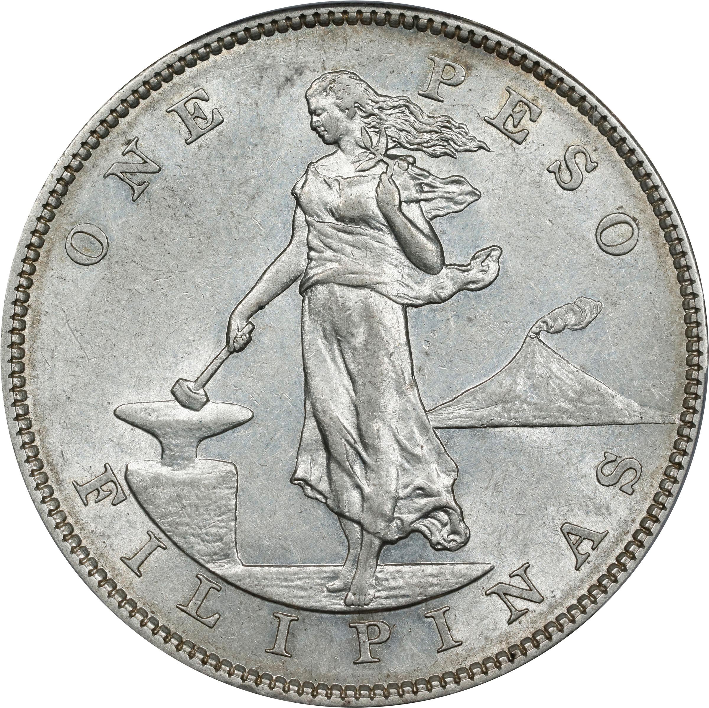 1905-S Peso U.S. Philippines, Straight Serif, Allen 16.06a, FS-301 MS thumbnail 3