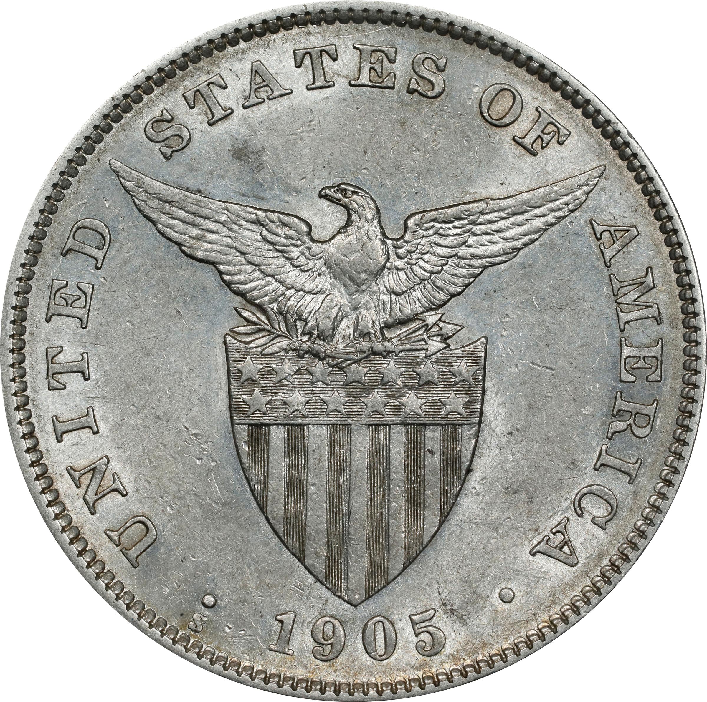 1905-S Peso U.S. Philippines, Straight Serif, Allen 16.06a, FS-301 MS thumbnail 13
