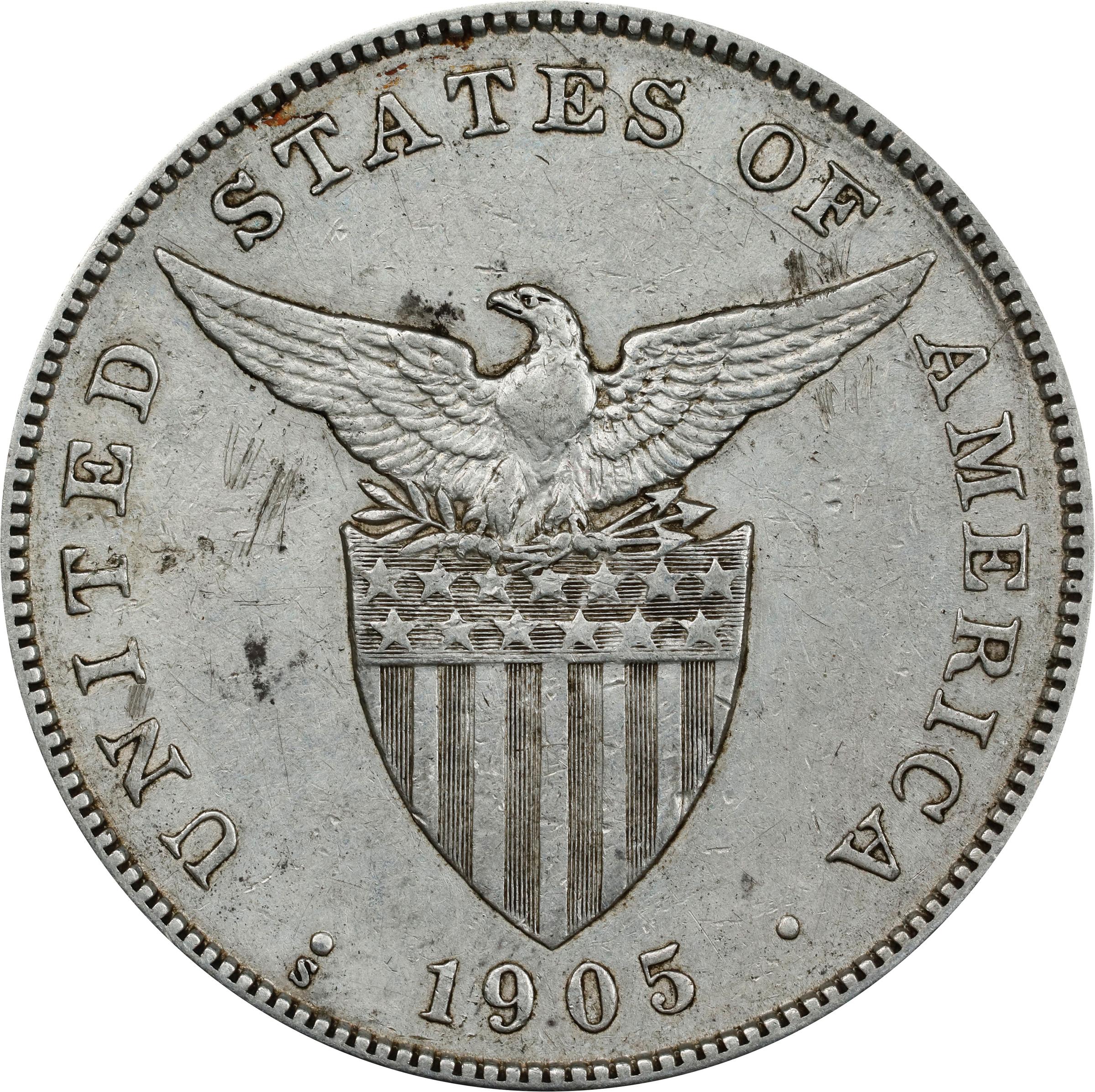 1905-S Peso U.S. Philippines, Curved Serif, Allen 16.06 MS thumbnail 19