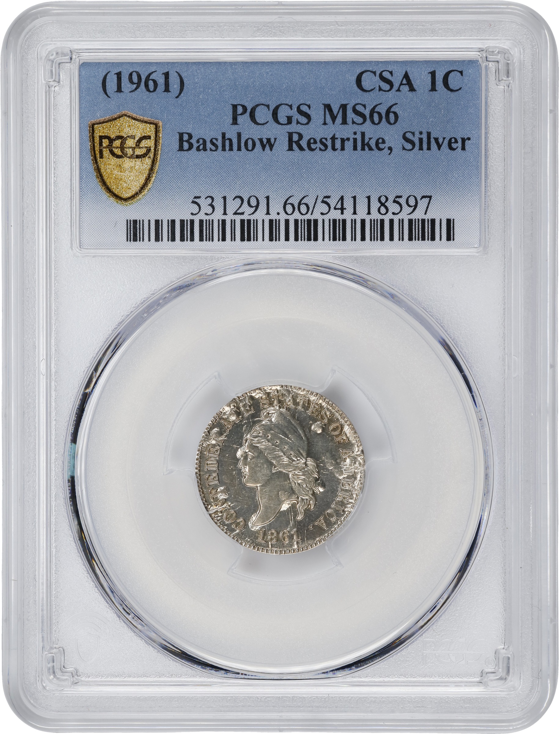 1861 (1961) 1c CSA, Bashlow Restrike, Silver MS thumbnail 10