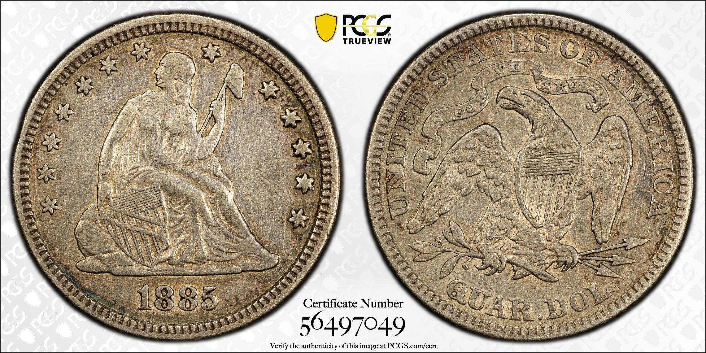 1885 25c AU58 CAC thumbnail 21