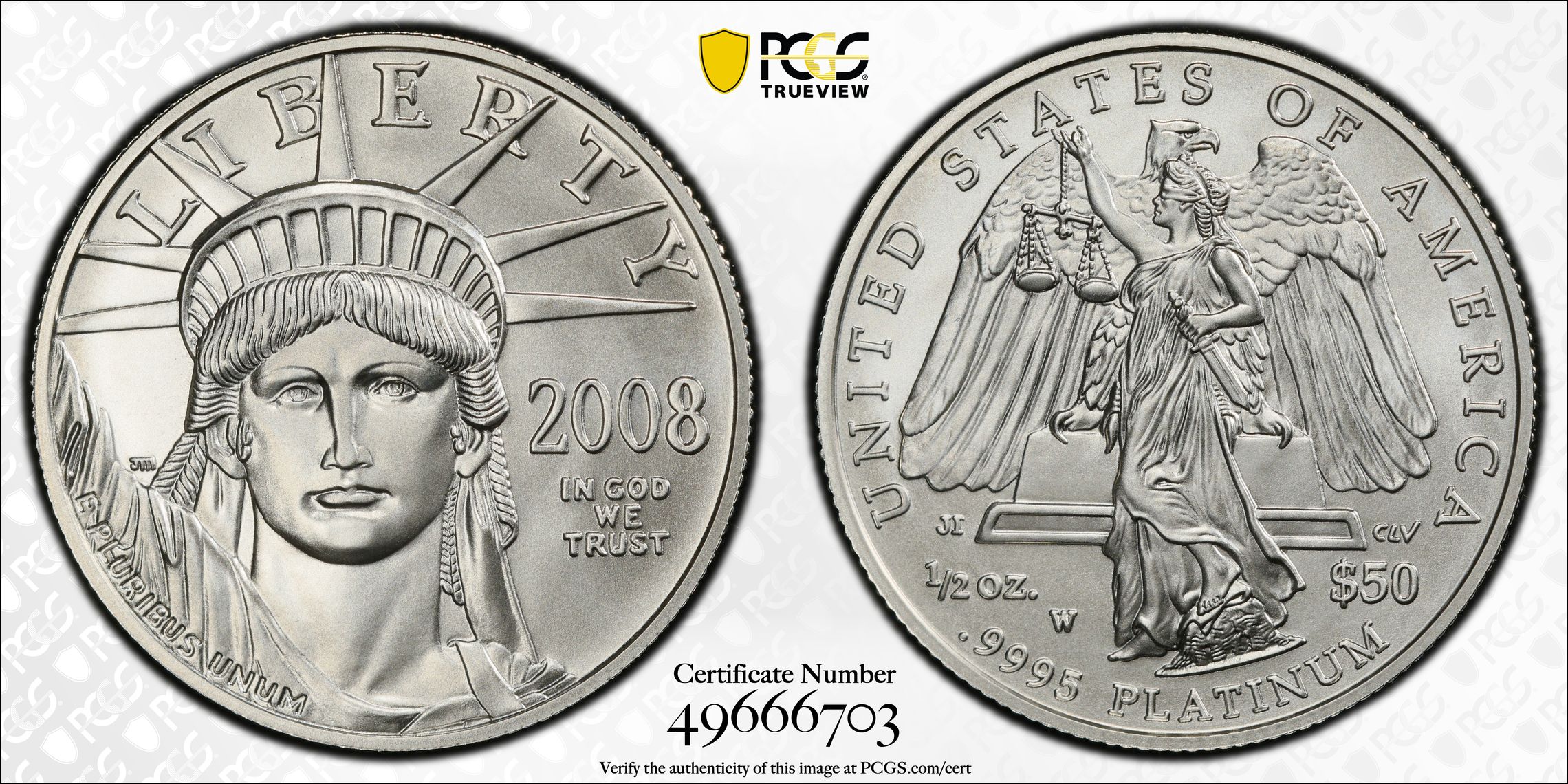 2008-W P$50  Platinum Eagle, Burnished OGP thumbnail 3