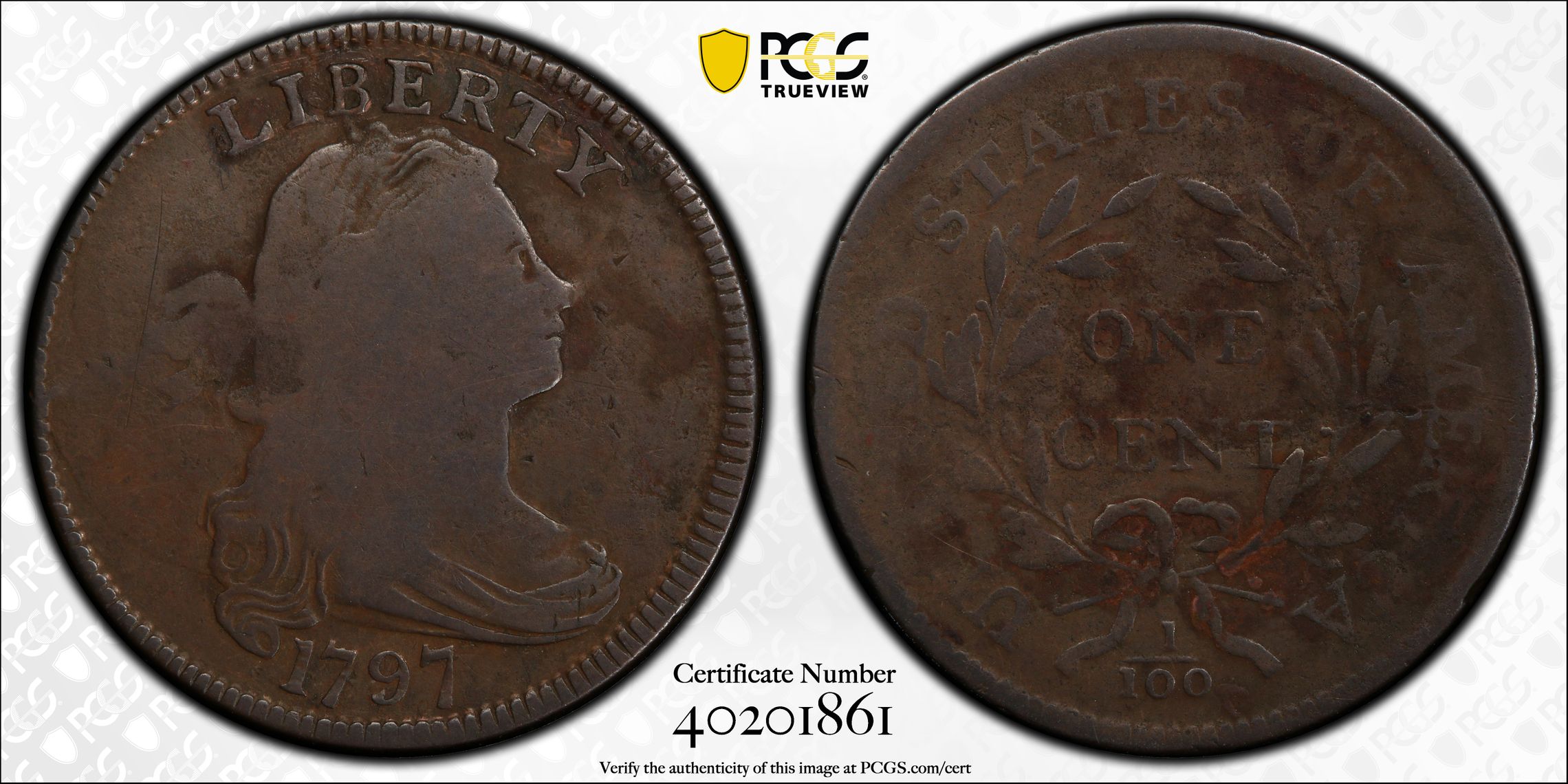 1797 1c Reverse of 1795, Gripped Edge MS BN thumbnail 5