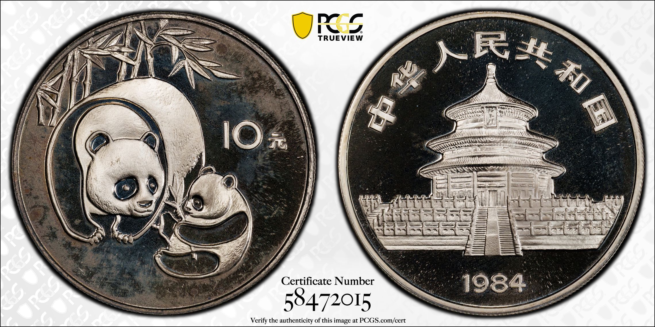 1984 S10Y 1oz Silver, Panda PR DCAM (PAN19A) thumbnail 13