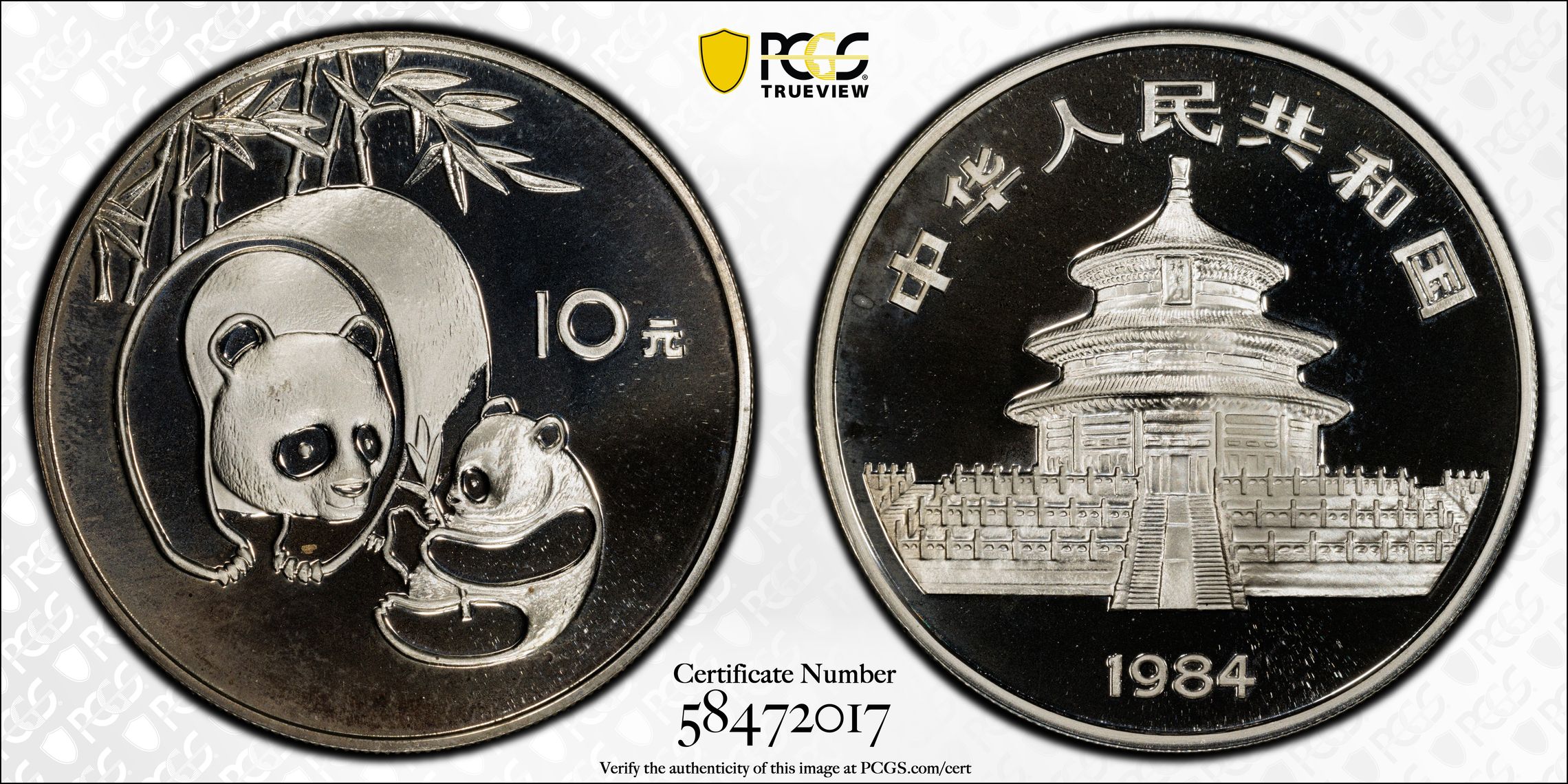 1984 S10Y 1oz Silver, Panda PR DCAM (PAN19A) thumbnail 15