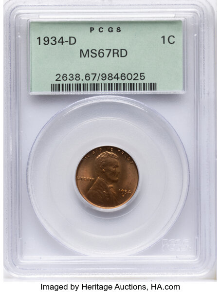 1934-D/D 1c Repunched Mintmark, FS-503 MS RD thumbnail 2