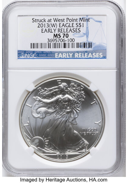 2013-(W) $1  Silver Eagle, Struck at West Point Mint MS thumbnail 2