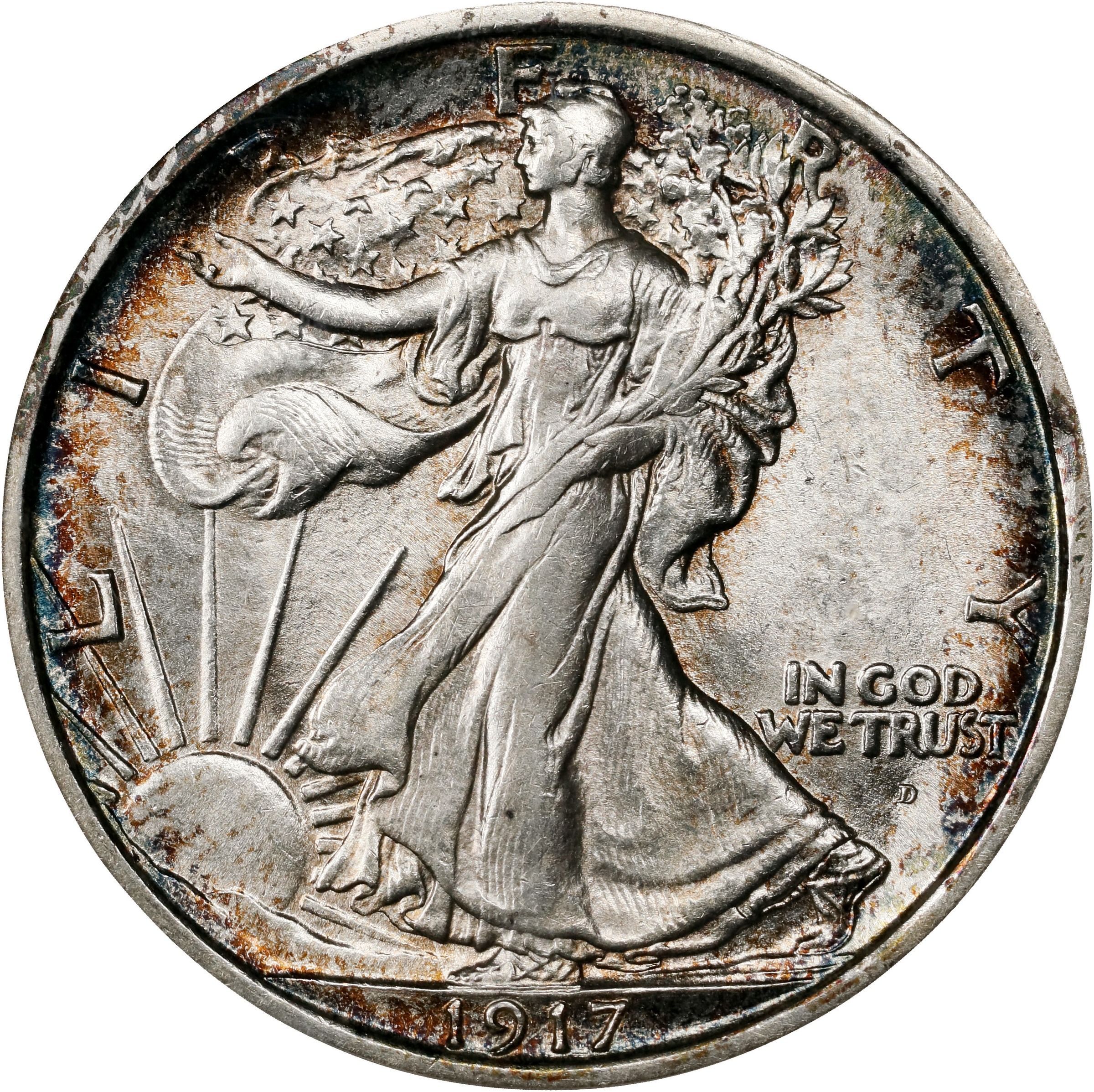 1917-D 50c Mintmark Obverse MS thumbnail 9