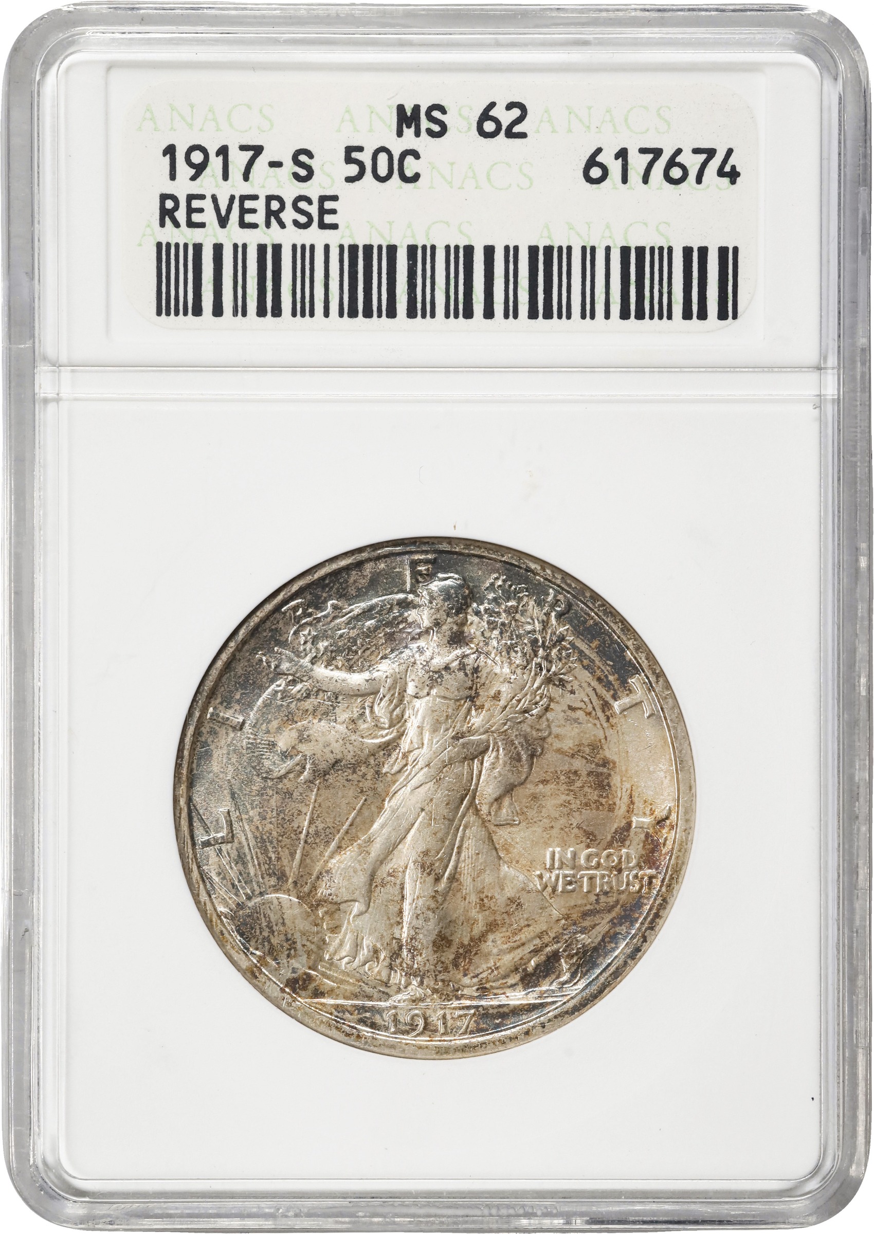 1917-S 50c Mintmark Reverse MS62 thumbnail 3