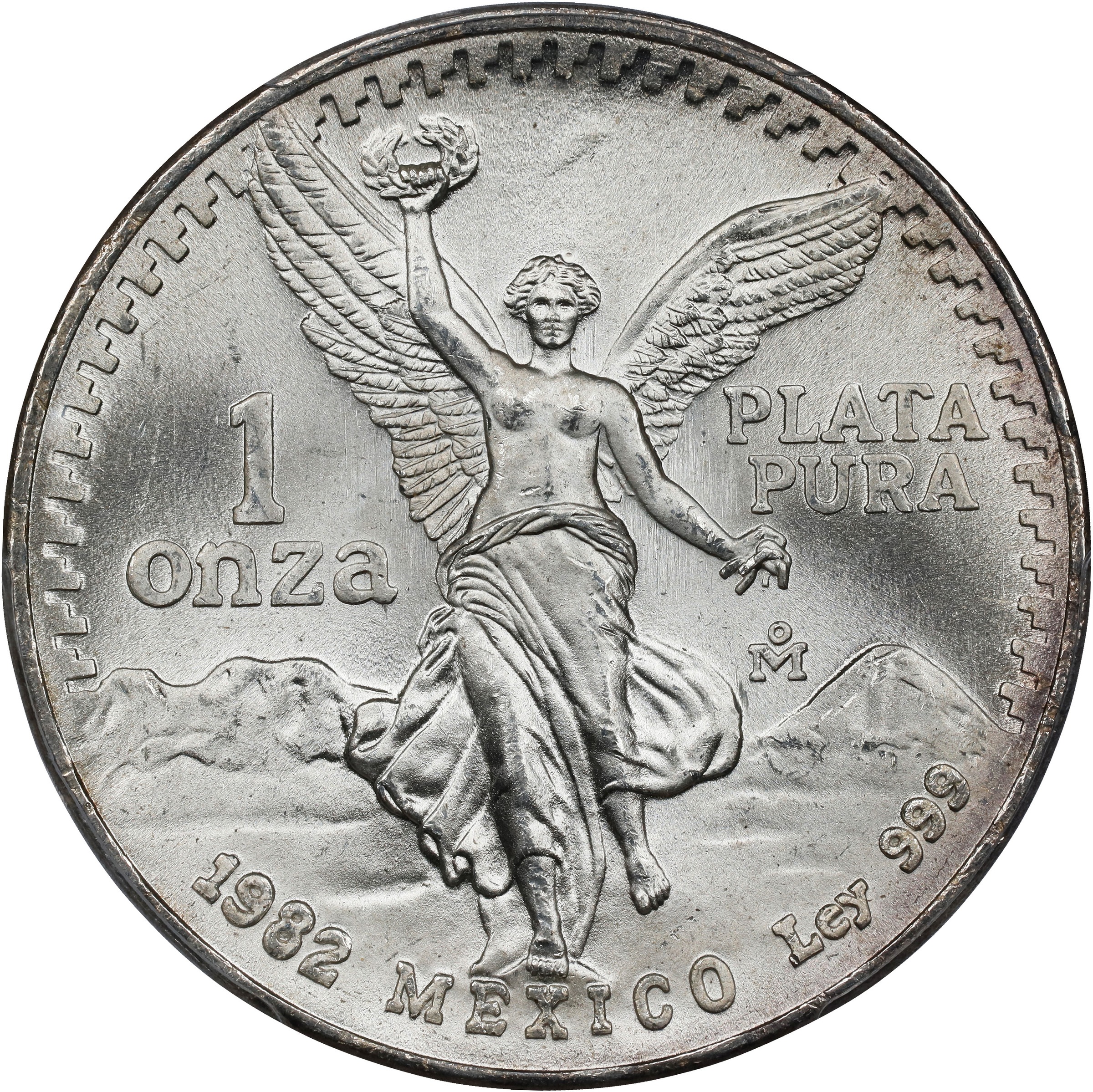 1982-Mo 1 Onza Libertad, Silver MS (KM-494.1) thumbnail 2
