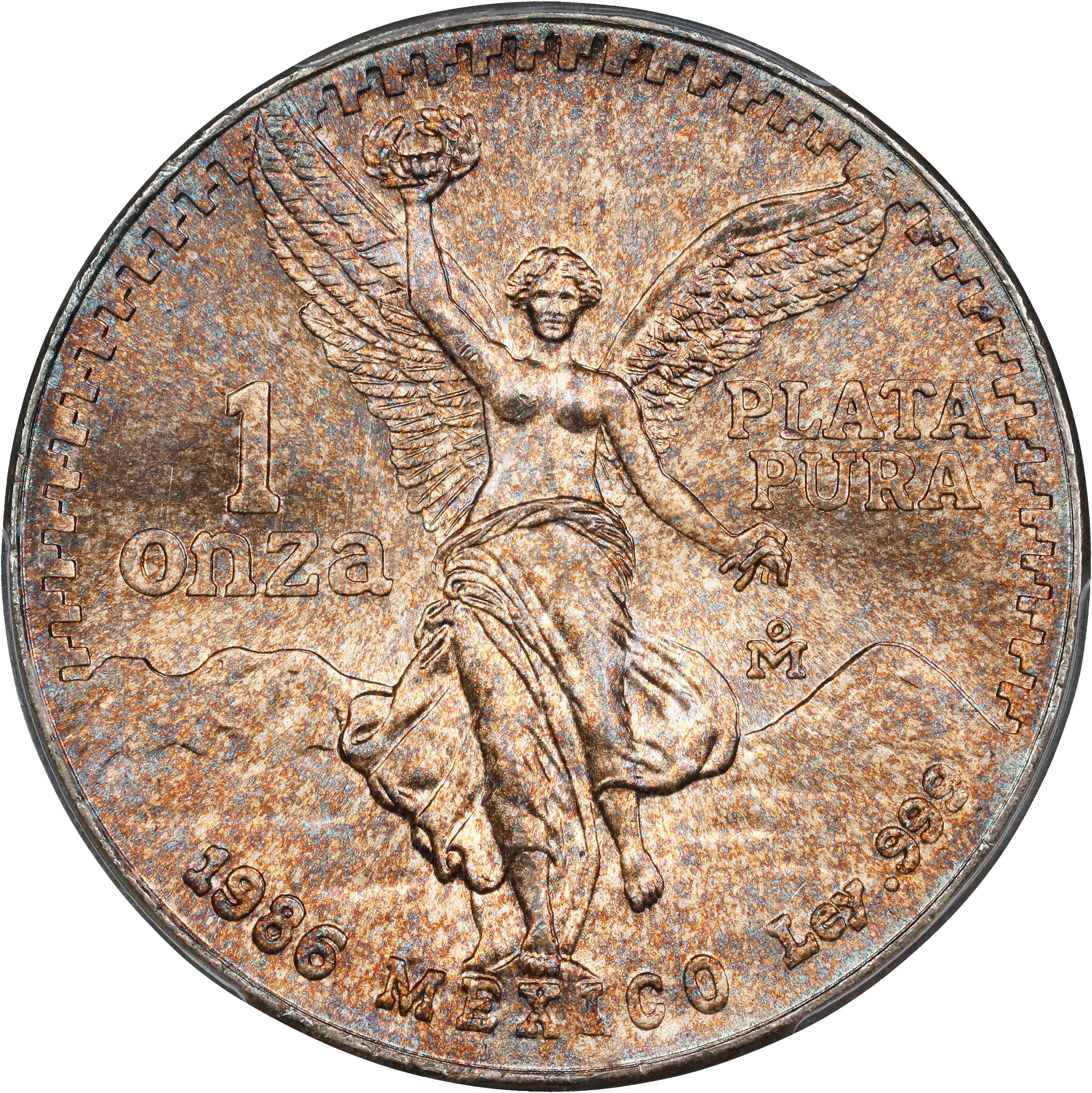 1986-Mo 1 Onza Libertad, Silver MS (KM-494.1) thumbnail 2