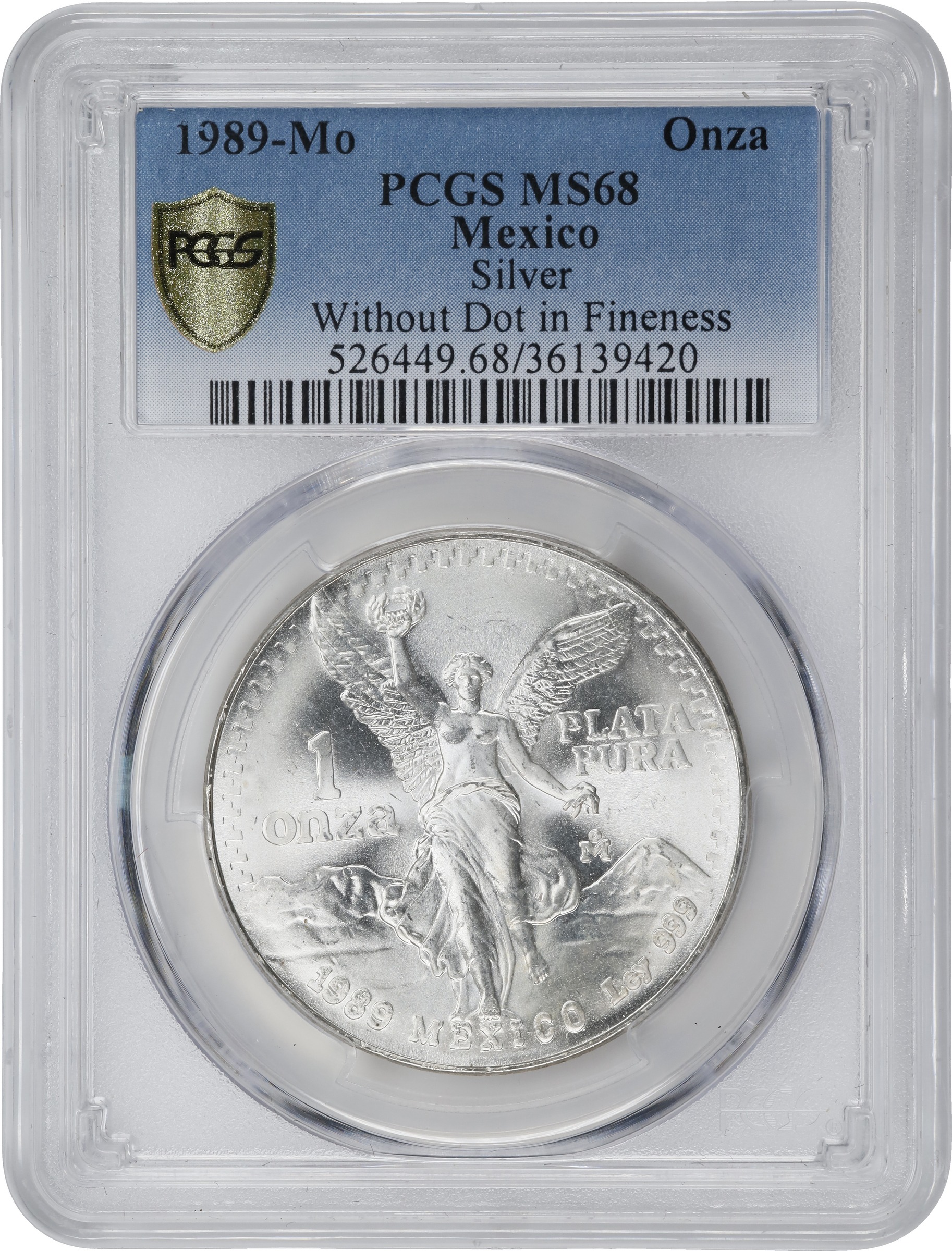 1989-Mo 1 Onza Libertad, Silver, Without Dot MS (KM-494.1) thumbnail 11