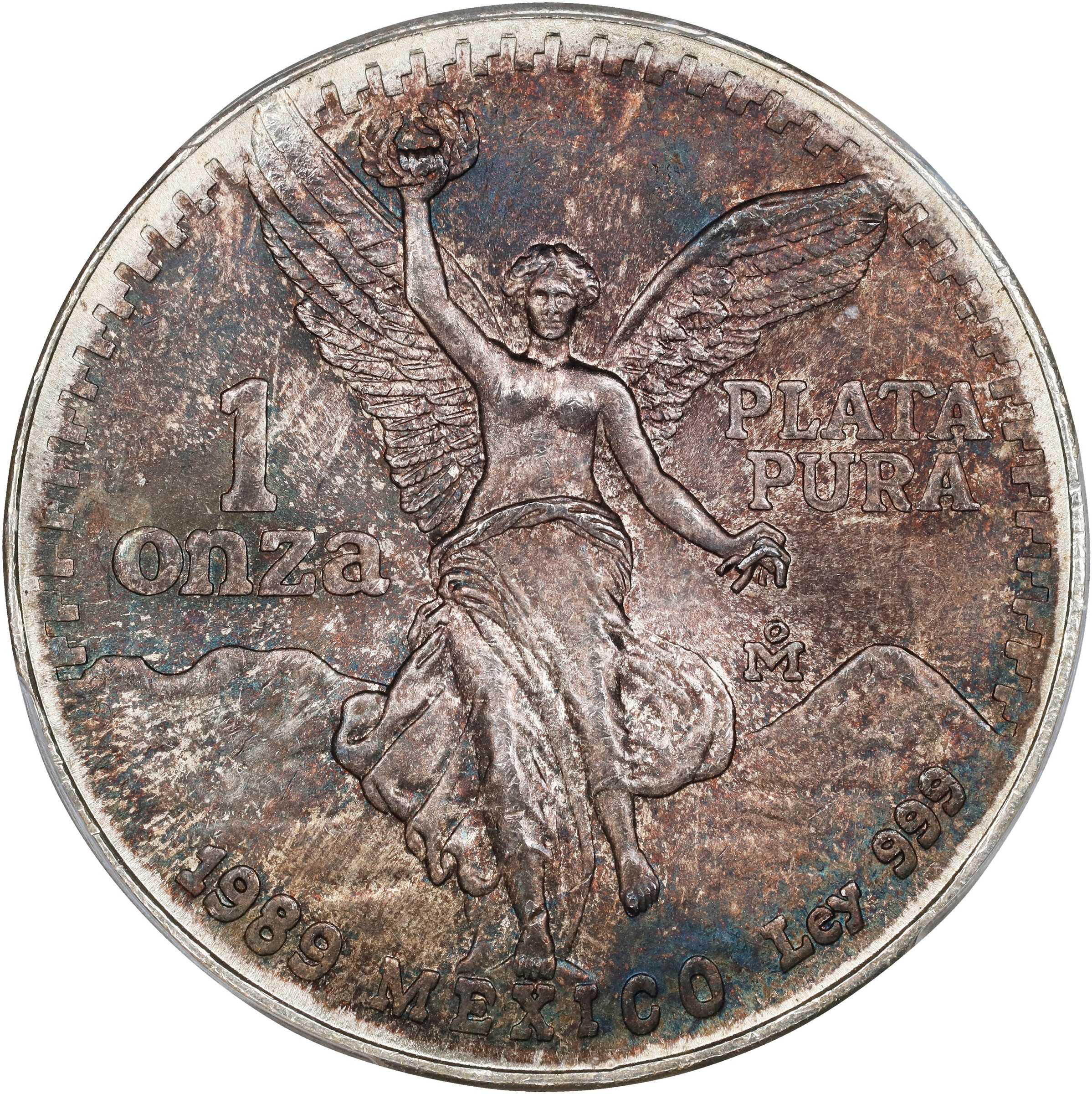 1989-Mo 1 Onza Libertad, Silver, Without Dot MS (KM-494.1) thumbnail 4