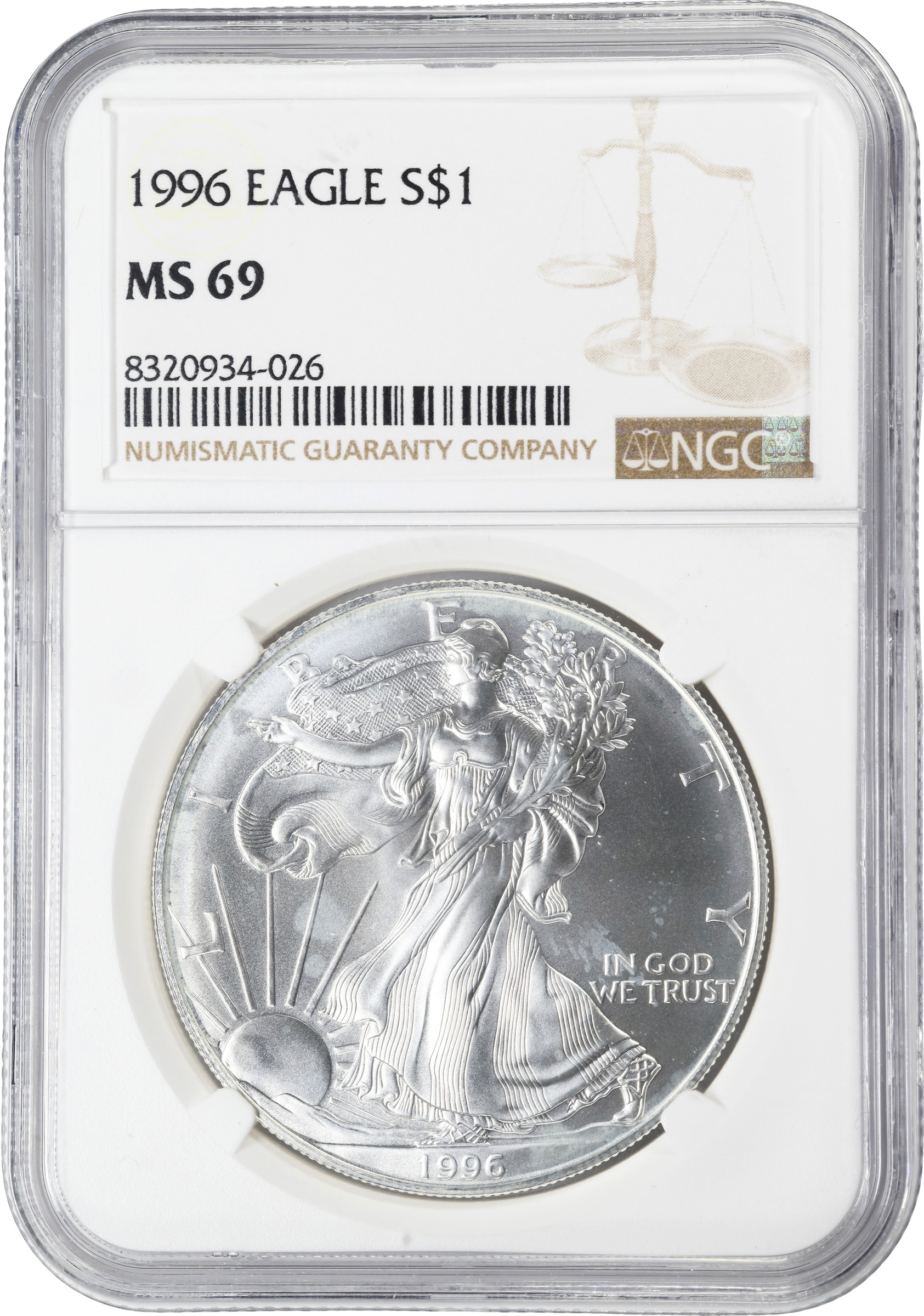 1996 $1  Silver Eagle MS thumbnail 4