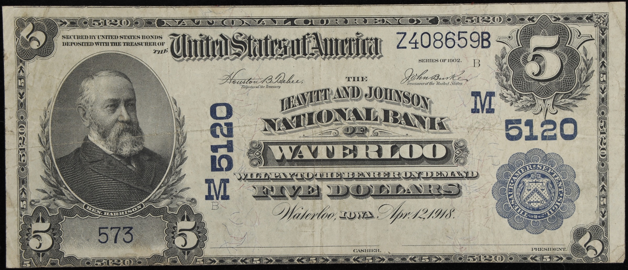 1902 $5  3rd Charter Period, 3rd Issue, Plain Back (Fr. 606) thumbnail 6