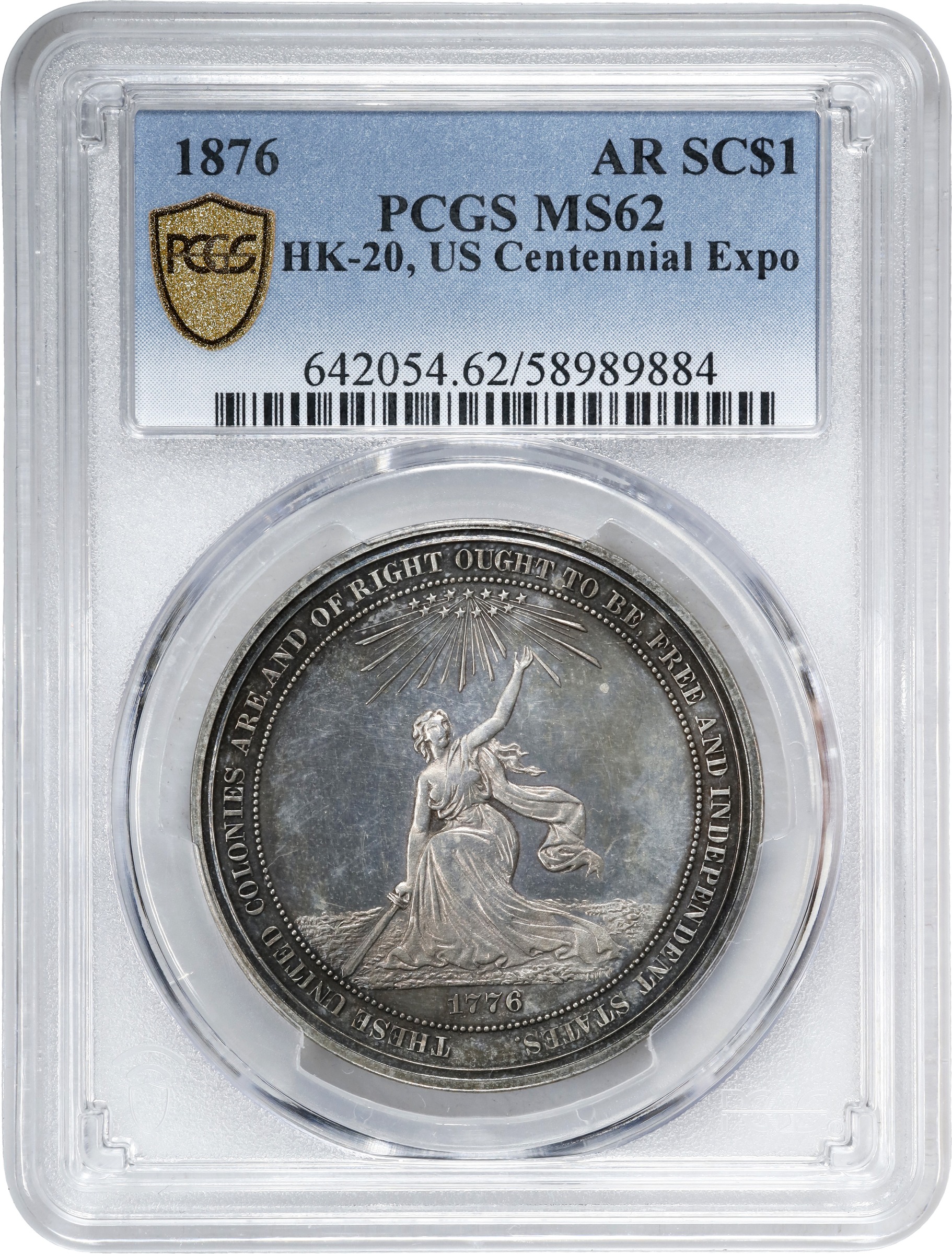1876 SC$1 U.S. Centennial, Silver, HK-20 MS thumbnail 19