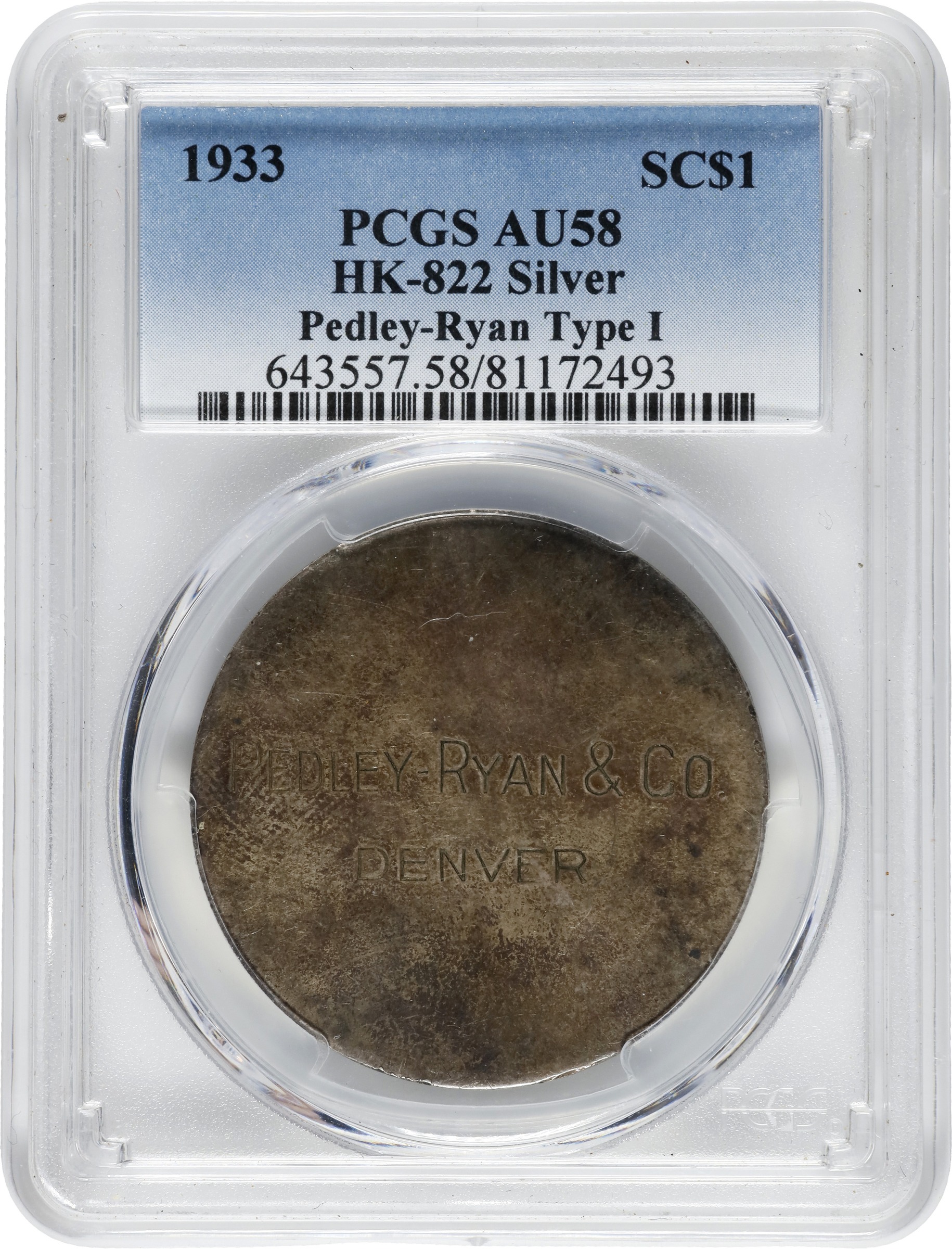 1933 SC$1 Pedley-Ryan, Ty.4, Silver, HK-825 MS thumbnail 10