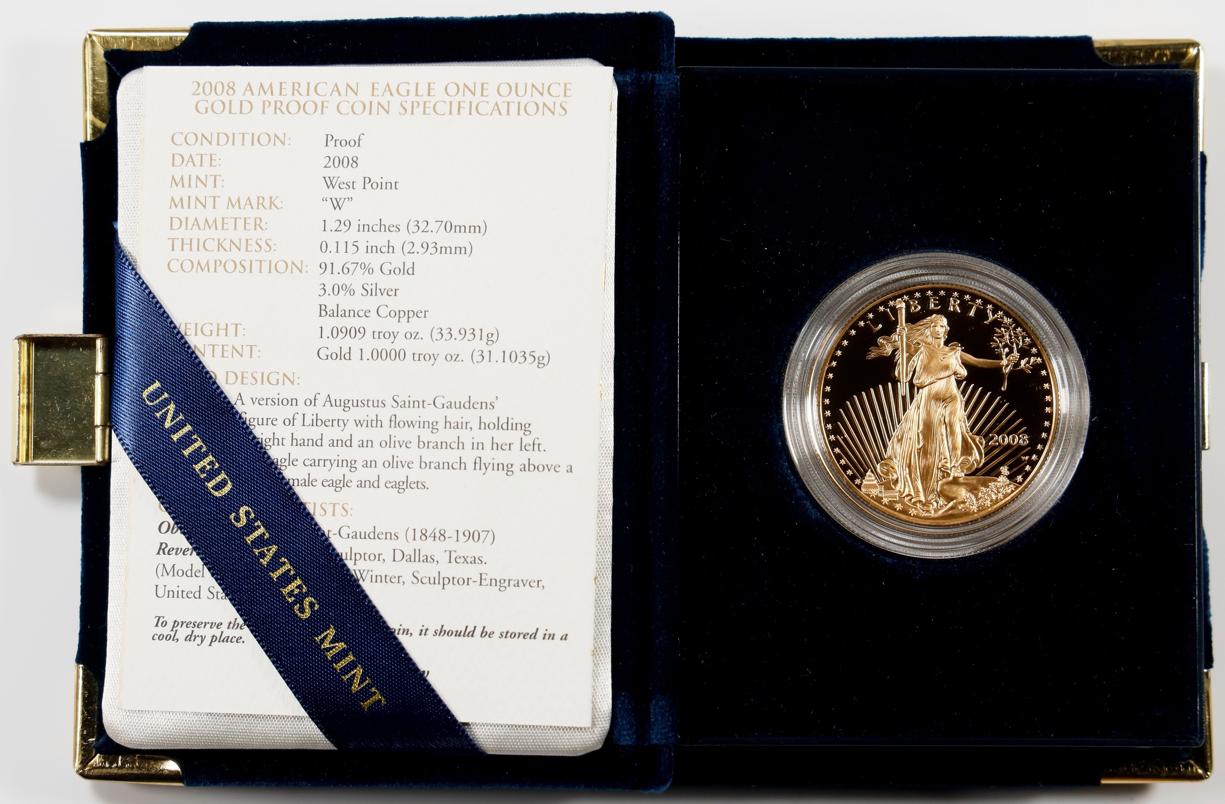 2008-W G$50  Gold Eagle, Burnished MS thumbnail 2