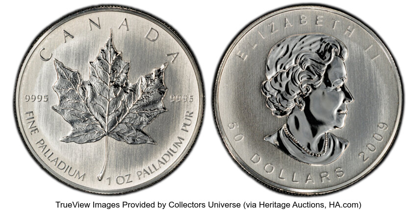 2017 Pd$50 1oz Palladium, Maple Leaf MS thumbnail 2