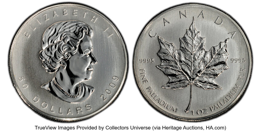 2017 Pd$50 1oz Palladium, Maple Leaf MS thumbnail 3