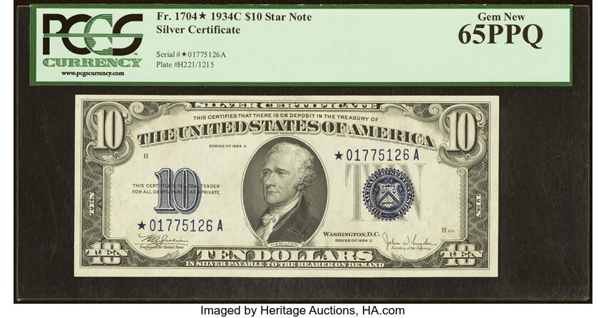 1934C $10  Star Replacement (Fr. 1704*) thumbnail 2