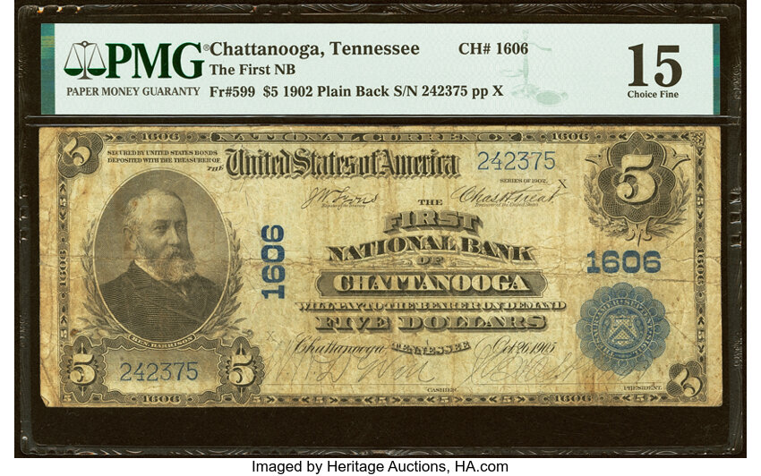 1902 $5  3rd Charter Period, 3rd Issue, Plain Back (Fr. 599) thumbnail 6