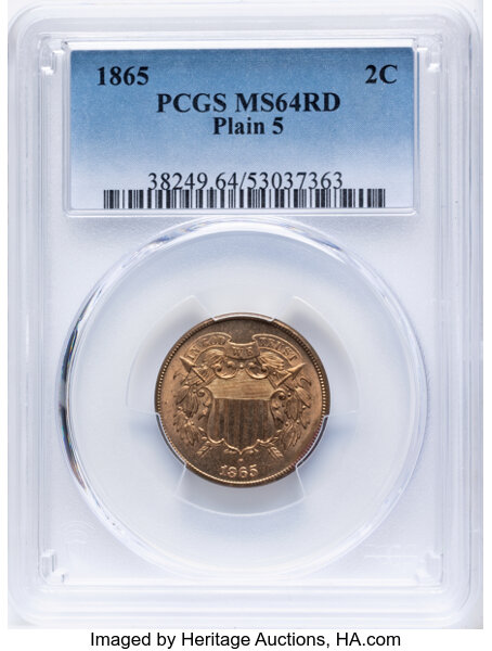 1865 2c Plain 5, DDO, FS-102 MS RD thumbnail 2