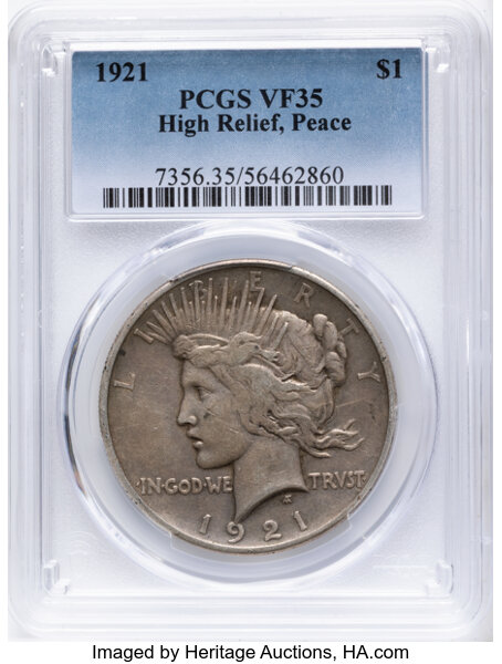 1921 $1  Peace, High Relief MS thumbnail 6