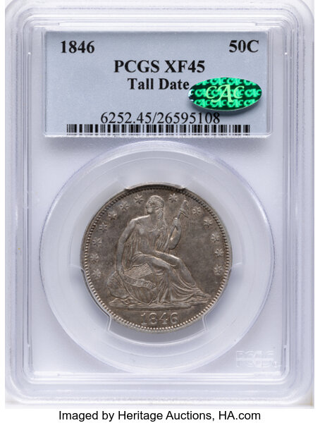 1846 50c Tall Date MS thumbnail 3