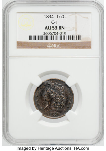 1834 1/2c C-1 MS BN thumbnail 2