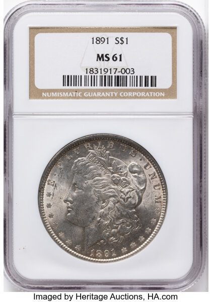 1891 $1  Doubled Ear, Die Break, VAM-9C MS thumbnail 4