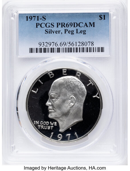 Image for 1971-S $1  Silver, Peg Leg, FS-401 PR DCAM