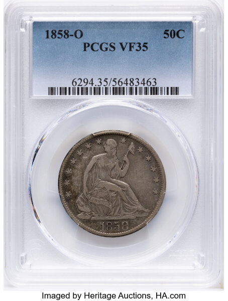 1858-O 50c MS thumbnail 2