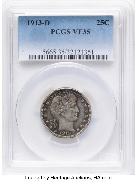 1913-D 25c AG2 CAC thumbnail 3