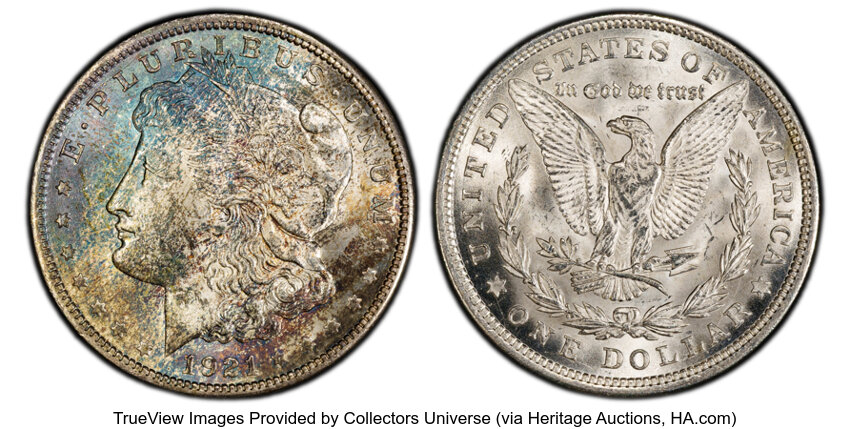 1921 $1  Morgan, Meteor Die Gouges, VAM-3i MS thumbnail 4