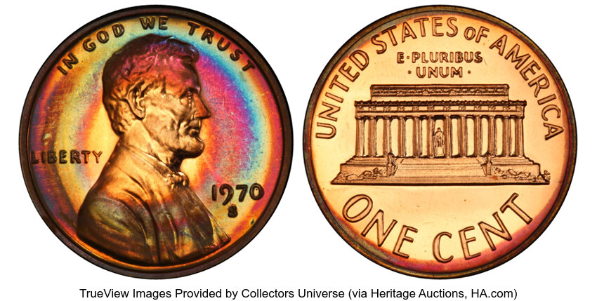 1970-S 1c Large Date, Tripled Die Obverse, FS-107 PR RB thumbnail 2
