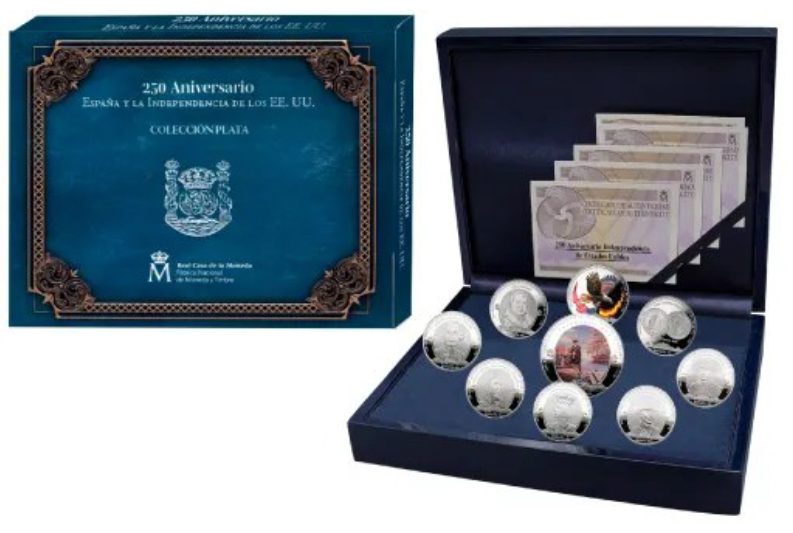 2026 Set 250th Anniversary Spain and USA, Silver Collection, 9 Coins PR DCAM