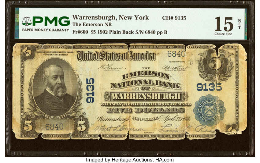 1902 $5  3rd Charter Period, 3rd Issue, Plain Back (Fr. 600) thumbnail 9