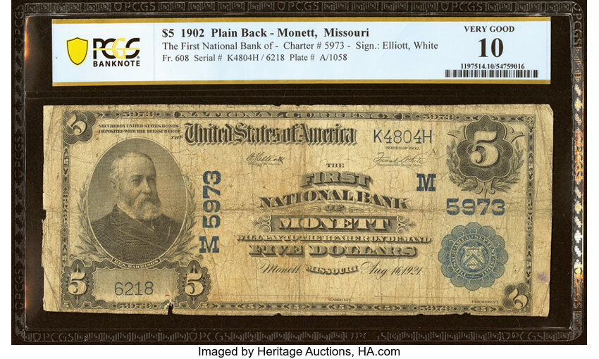 1902 $5  3rd Charter Period, 3rd Issue, Plain Back (Fr. 608) thumbnail 3