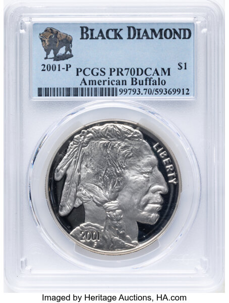 2001-P S$1 American Buffalo PR DCAM PR69 DCAM CAC thumbnail 3