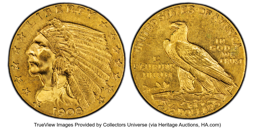 1908 $2 1/2 MS thumbnail 3