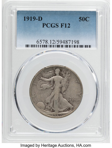 Walking Liberty Half Dollar 50c 1916-1947 [Type] AG2 thumbnail 15